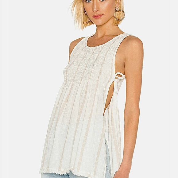 Free People Tops - Free People Obi Posey Linen blend tank tunic. Ivory/beige. Size M.